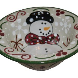 Expressly Yours Christmas Snowman Tree Snow Small Serving Bowl Vintage 9" RARE